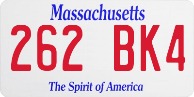 MA license plate 262BK4
