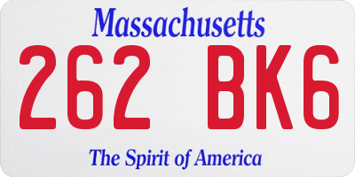 MA license plate 262BK6