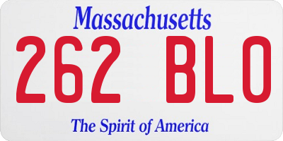 MA license plate 262BL0