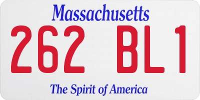 MA license plate 262BL1