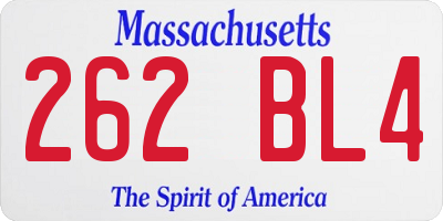 MA license plate 262BL4