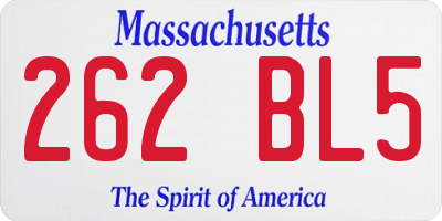 MA license plate 262BL5