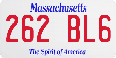 MA license plate 262BL6