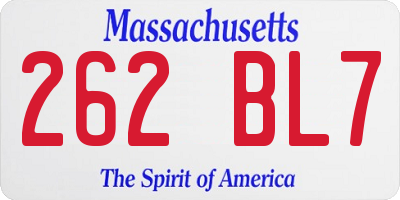 MA license plate 262BL7