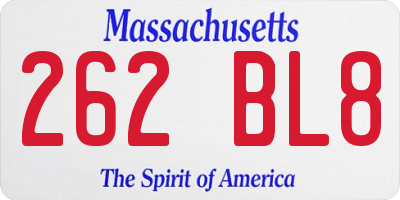 MA license plate 262BL8