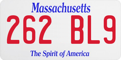 MA license plate 262BL9