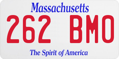 MA license plate 262BM0