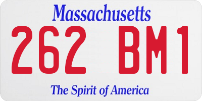 MA license plate 262BM1