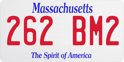 MA license plate 262BM2