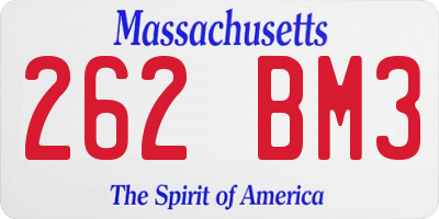 MA license plate 262BM3