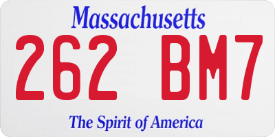 MA license plate 262BM7