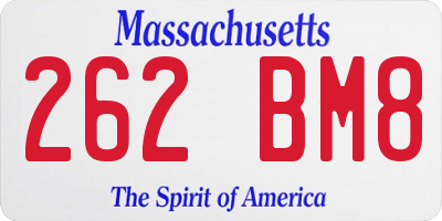 MA license plate 262BM8