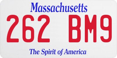 MA license plate 262BM9