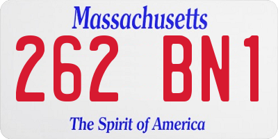 MA license plate 262BN1
