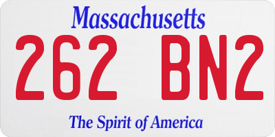 MA license plate 262BN2