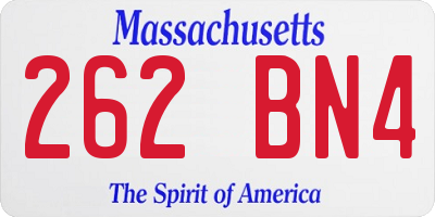 MA license plate 262BN4
