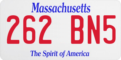 MA license plate 262BN5