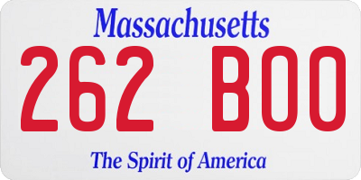 MA license plate 262BO0