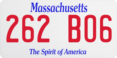 MA license plate 262BO6