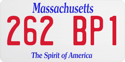 MA license plate 262BP1
