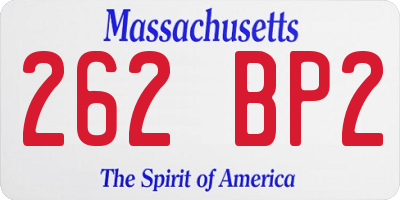 MA license plate 262BP2