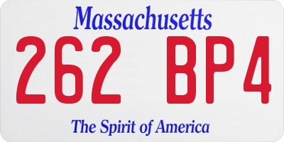 MA license plate 262BP4