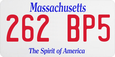 MA license plate 262BP5