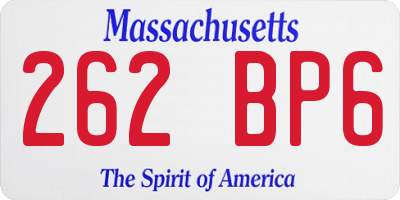 MA license plate 262BP6