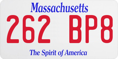 MA license plate 262BP8