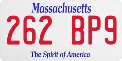 MA license plate 262BP9