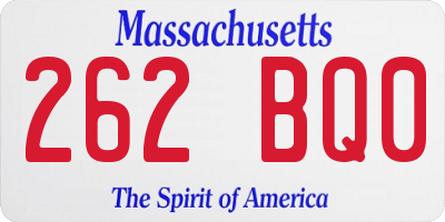 MA license plate 262BQ0