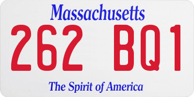 MA license plate 262BQ1