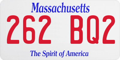 MA license plate 262BQ2