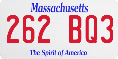 MA license plate 262BQ3