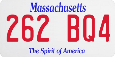 MA license plate 262BQ4