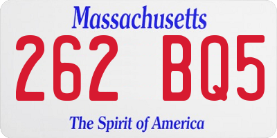 MA license plate 262BQ5