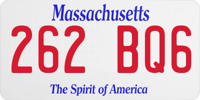 MA license plate 262BQ6