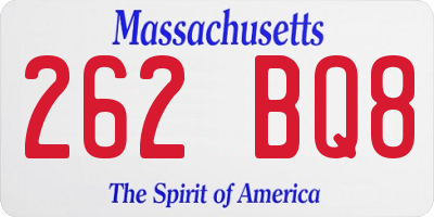 MA license plate 262BQ8