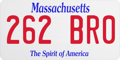 MA license plate 262BR0
