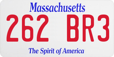 MA license plate 262BR3
