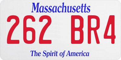 MA license plate 262BR4