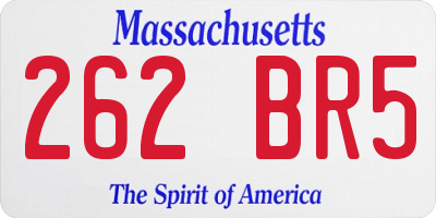 MA license plate 262BR5