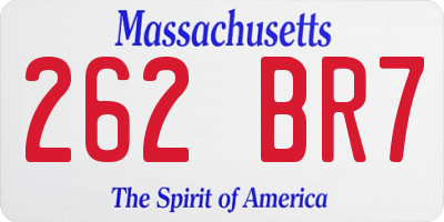 MA license plate 262BR7