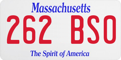 MA license plate 262BS0
