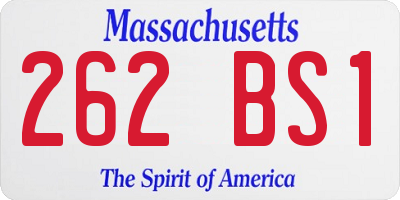 MA license plate 262BS1