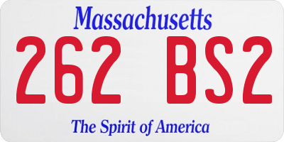 MA license plate 262BS2