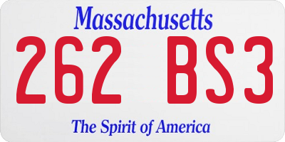 MA license plate 262BS3