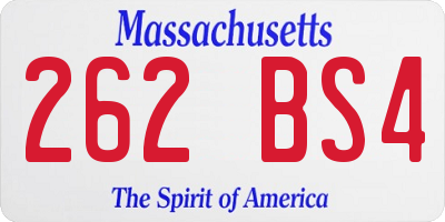 MA license plate 262BS4