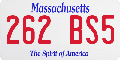 MA license plate 262BS5