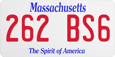 MA license plate 262BS6